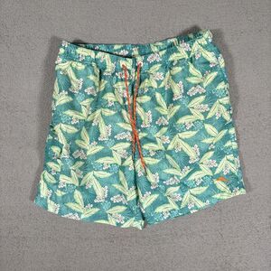 Tommy Bahama Relax Swim Trunks Men’s Size L  Blue Green Floral Print Beach Palms